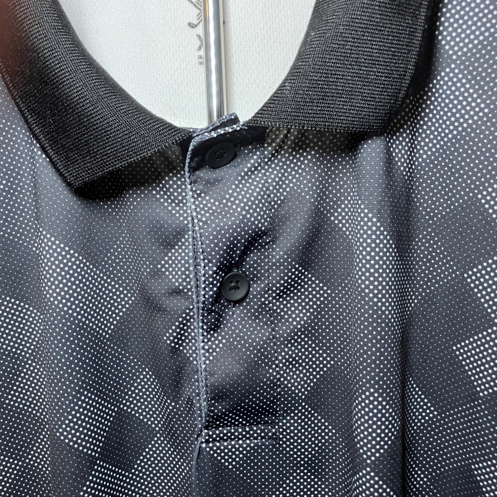 Kenneth Cole Golf Polo Shirt Mens XL Gray Geometric Print Performance - Picture 3 of 7